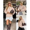 ZESICA Women’s Fall Sweaters Oversized Mock Neck Cable Knit Outfits(Apricot)