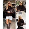 ZESICA Women’s Fall Sweaters Oversized Mock Neck Cable Knit Outfits(Coffee)