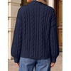 ZESICA Women’s Fall Sweaters Oversized Mock Neck Cable Knit Outfits(Navy)