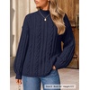 ZESICA Women’s Fall Sweaters Oversized Mock Neck Cable Knit Outfits(Navy)