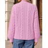 ZESICA Women’s Fall Sweaters Oversized Mock Neck Cable Knit Outfits(Pink)
