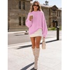 ZESICA Women’s Fall Sweaters Oversized Mock Neck Cable Knit Outfits(Pink)