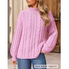 ZESICA Women’s Fall Sweaters Oversized Mock Neck Cable Knit Outfits(Pink)