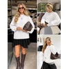 ZESICA Women’s Fall Sweaters Oversized Mock Neck Cable Knit Outfits(White)