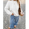 ZESICA Women’s Fall Sweaters Oversized Mock Neck Cable Knit Outfits(White)