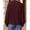 ZESICA Women’s Fall Sweaters Oversized Mock Neck Cable Knit Outfits(Wine)