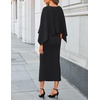 ZESICA Women’s Fall Two Piece Outfits Shawl Poncho Sweater Bodycon Dresses(Black)