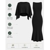 ZESICA Women’s Fall Two Piece Outfits Shawl Poncho Sweater Bodycon Dresses(Black)