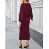 ZESICA Women’s Fall Two Piece Outfits Shawl Poncho Sweater Bodycon Dresses(Burgundy)