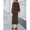 ZESICA Women’s Fall Two Piece Outfits Shawl Poncho Sweater Bodycon Dresses(Coffee)