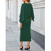 ZESICA Women’s Fall Two Piece Outfits Shawl Poncho Sweater Bodycon Dresses(Dark Green)