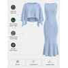 ZESICA Women’s Fall Two Piece Outfits Shawl Poncho Sweater Bodycon Dresses(Light Blue)