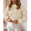 ZESICA Women’s Fall Winter Cable Knit Oversized Cozy Knit Pullover Sweaters(Apricot)