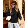ZESICA Women’s Fall Winter Cable Knit Oversized Cozy Knit Pullover Sweaters(Black)