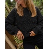 ZESICA Women’s Fall Winter Cable Knit Oversized Cozy Knit Pullover Sweaters(Black)