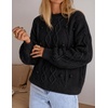 ZESICA Women’s Fall Winter Cable Knit Oversized Cozy Knit Pullover Sweaters(Black)