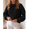 ZESICA Women’s Fall Winter Cable Knit Oversized Cozy Knit Pullover Sweaters(Black)