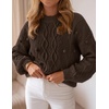 ZESICA Women’s Fall Winter Cable Knit Oversized Cozy Knit Pullover Sweaters(Brown)