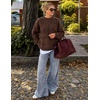 ZESICA Women’s Fall Winter Cable Knit Oversized Cozy Knit Pullover Sweaters(Brown)