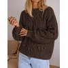 ZESICA Women’s Fall Winter Cable Knit Oversized Cozy Knit Pullover Sweaters(Brown)