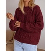 ZESICA Women’s Fall Winter Cable Knit Oversized Cozy Knit Pullover Sweaters(Burgundy)