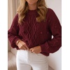ZESICA Women’s Fall Winter Cable Knit Oversized Cozy Knit Pullover Sweaters(Burgundy)