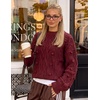 ZESICA Women’s Fall Winter Cable Knit Oversized Cozy Knit Pullover Sweaters(Burgundy)