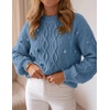 ZESICA Women’s Fall Winter Cable Knit Oversized Cozy Knit Pullover Sweaters(Dusty Blue)