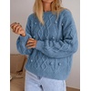 ZESICA Women’s Fall Winter Cable Knit Oversized Cozy Knit Pullover Sweaters(Dusty Blue)