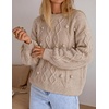 ZESICA Women’s Fall Winter Cable Knit Oversized Cozy Knit Pullover Sweaters(Light Khaki)