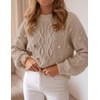 ZESICA Women’s Fall Winter Cable Knit Oversized Cozy Knit Pullover Sweaters(Light Khaki)