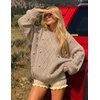 ZESICA Women’s Fall Winter Cable Knit Oversized Cozy Knit Pullover Sweaters(Light Khaki)