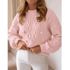 ZESICA Women’s Fall Winter Cable Knit Oversized Cozy Knit Pullover Sweaters(Light Pink)