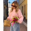 ZESICA Women’s Fall Winter Cable Knit Oversized Cozy Knit Pullover Sweaters(Light Pink)