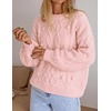 ZESICA Women’s Fall Winter Cable Knit Oversized Cozy Knit Pullover Sweaters(Light Pink)