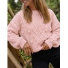 ZESICA Women’s Fall Winter Cable Knit Oversized Cozy Knit Pullover Sweaters(Light Pink)