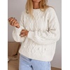 ZESICA Women’s Fall Winter Cable Knit Oversized Cozy Knit Pullover Sweaters(White)