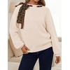 ZESICA Women’s Fall Winter Cute Bow Tie Oversized Sweaters(Apricot)