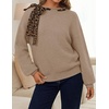 ZESICA Women’s Fall Winter Cute Bow Tie Oversized Sweaters(Camel)