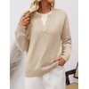ZESICA Women’s Fall Winter Henley Neck Oversized Sweater Tops(Apricot)