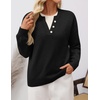 ZESICA Women’s Fall Winter Henley Neck Oversized Sweater Tops(Black)