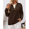 ZESICA Women’s Fall Winter Henley Neck Oversized Sweater Tops(Brown)