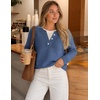 ZESICA Women’s Fall Winter Henley Neck Oversized Sweater Tops(Dusty Blue)