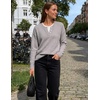 ZESICA Women’s Fall Winter Henley Neck Oversized Sweater Tops(Grey)