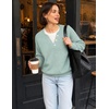 ZESICA Women’s Fall Winter Henley Neck Oversized Sweater Tops(Light Green)