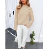 ZESICA Women’s Fall Winter Mock Neck Metal Button Pullover Sweaters(Apricot)