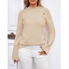 ZESICA Women’s Fall Winter Mock Neck Metal Button Pullover Sweaters(Apricot)