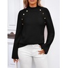 ZESICA Women’s Fall Winter Mock Neck Metal Button Pullover Sweaters(Black)