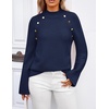 ZESICA Women’s Fall Winter Mock Neck Metal Button Pullover Sweaters(Navy)