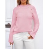 ZESICA Women’s Fall Winter Mock Neck Metal Button Pullover Sweaters(Pink)